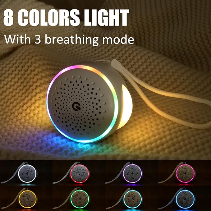 White Noise Sound Machine, Portable Sound Machine with 27 Soothing Sounds for Baby Adults Kids Sleep, 5 Timers & 8 Colors Night Light & Rechargeable Battery, Sound Therapy for Travel Office Home Gift