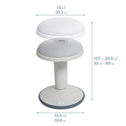 ECR4Kids Sitwell Wobble Stool with Cushion, Adjustable Height, Active Seating, Light Grey