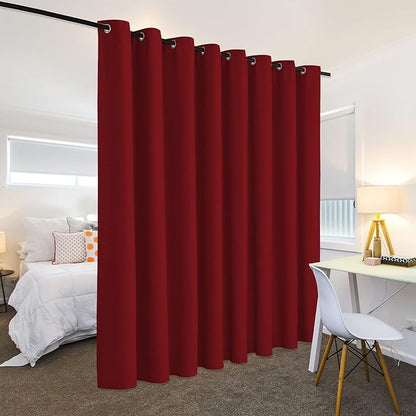 RYB HOME Light Block Divider Curtain Extra Wide Room Divider Curtain Separate Wall for Share Apartment/Nursery/Home Theatre/Storage/Studio/Office, W 15ft x L 9ft, Burgundy Red, 1 Panel