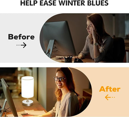 Light Therapy Lamp, 10000 Lux Light with Remote Control, 3 Color Temperature & 4 Brightness Level & Timer, Daylight Lamp for Home, Office, Decoration(Silver Base White Shade)