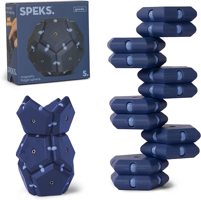 Speks Geode Pentagons Magnetic Fidget Toy for Adults & Teens 14+ | Sensory Gadget for Stress Relief, Office Desk Toy Present, Christmas Gift, Holiday Stocking Stuffer | Space Cadet, 12-Piece Set