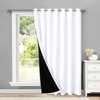 NICETOWN Full Shading Curtains for Patio Door, Super Heavy-Duty Thermal Backing Sliding Glass Door Drape, Privacy Assured Window Treatment(1 Panel, 100 inches W x 84 inches L, Pure White)