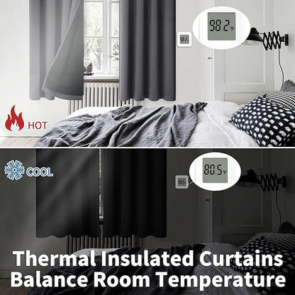 BGment 100% Blackout Curtains for Bedroom with Black Liner, Thermal Insulated Full Room Darkening Noise Cancelling Rod Pocket Curtains for Living Room 84 Inch Long, Dark Grey, 2 Panels, 38 Inch Wide