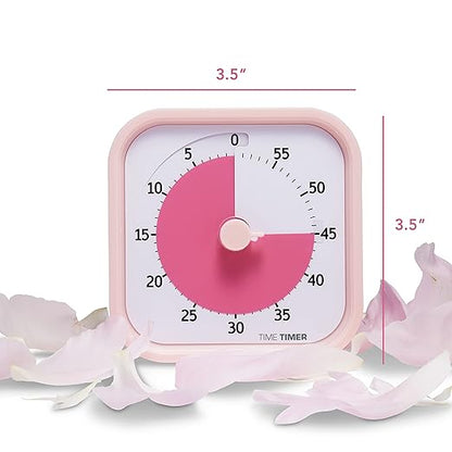 TIME TIMER Home MOD - 60 Minute Kids Visual Timer Home Edition - for Homeschool Supplies Study Tool, Timer for Kids Desk, Office Desk and Meetings with Silent Operation (Peony Pink)