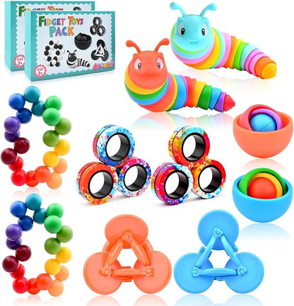 Fidget Toys Adults Pack, Fidget Spinner for Kids, 10PC Sensory Toys Pack for Kids Teen Autism, Desk Toy Stress Relief Toys for ADHD