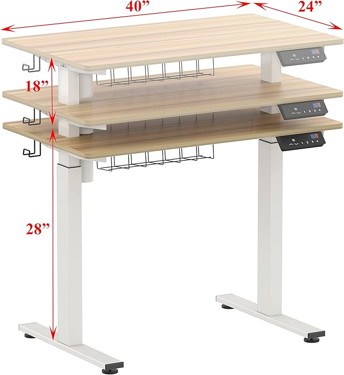 SHW Memory Preset Electric Height Adjustable Standing Desk, 40 x 24 Inches, Oak