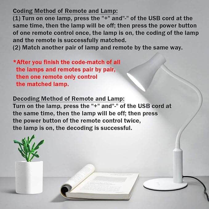 LED Desk Lamp, 3 Lighting Modes and 6 Brightness Levels, 10W Flexible Gooseneck Table Lamp for Living Room and Study, Remote Control with Timing Function, AC Adapter Included (White)