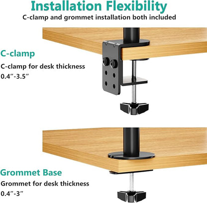 WALI Laptop Tray Desk Mount for 1 Laptop Notebook up to 17 inch, Fully Adjustable, 22 lbs Capacity with Vented Cooling Platform Stand (M00LP)