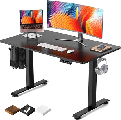 Veken 47.2 Inch Electric Standing Desk, Height Adjustable Sit Stand Up, Wood Desktop, Work Home Office Computer PC Table, Tall Standup Workstation, Gaming Writing Study Bedroom Rising Desks, Black