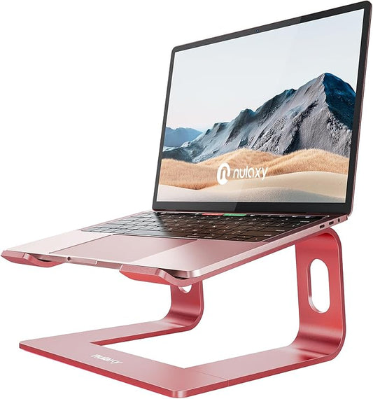 Nulaxy Laptop Stand, Ergonomic Aluminum Laptop Computer Stand, Detachable Laptop Riser Notebook Holder Stand Compatible with MacBook Air Pro, Dell XPS, HP, Lenovo More 10-15.6” Laptops (F-Red)