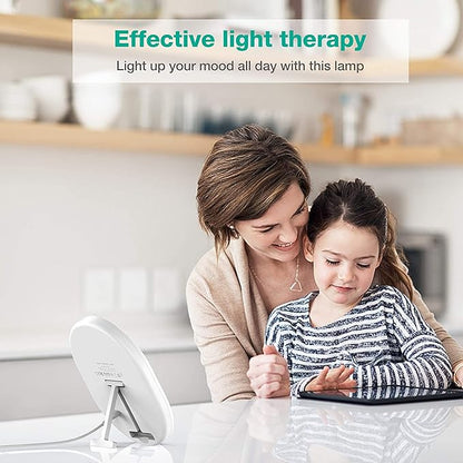 Light Therapy Lamp, UV-Free 10000 Lux Therapy Light Daylight Lamp Touch Control with 3 Adjustable Brightness Levels & 4 Timer Function, Large Light Surface & Rotatable Stand for Home/Office