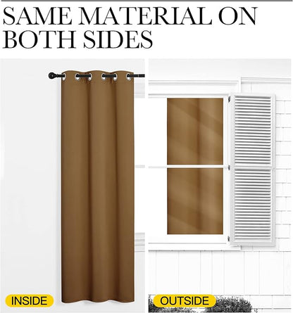 NICETOWN Sound Insulation Wall Dividers for Rooms, Room Divider Curtain Screen Partition, Thermal Blackout Patio Door Curtain Panel, Sliding Door Insulated Curtain, Gold Brown, 8.3ft Wide x 10ft Long