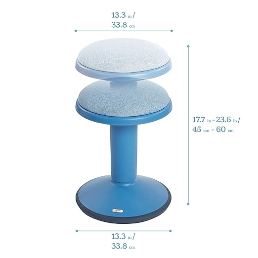 ECR4Kids Sitwell Wobble Stool with Cushion, Adjustable Height, Active Seating, Powder Blue