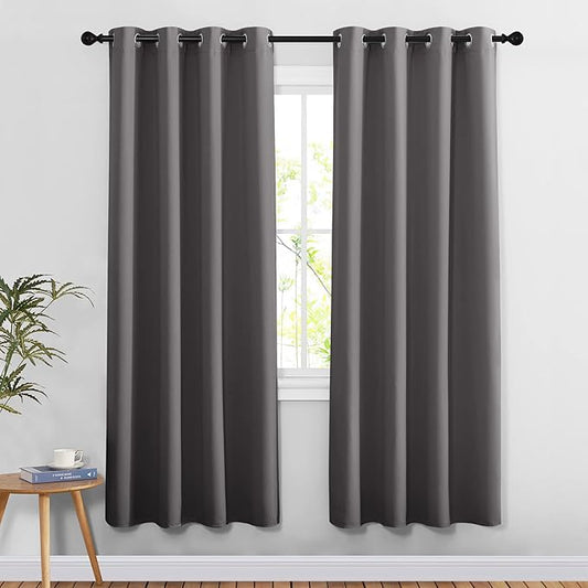 NICETOWN Grey Blackout Curtains & Drapes for Doorway - Grommet Privacy Door Curtains Noise Reducing Thermal Insulated Window Treatments for Bedroom/Living Room (2 Panels, W52 x L78)