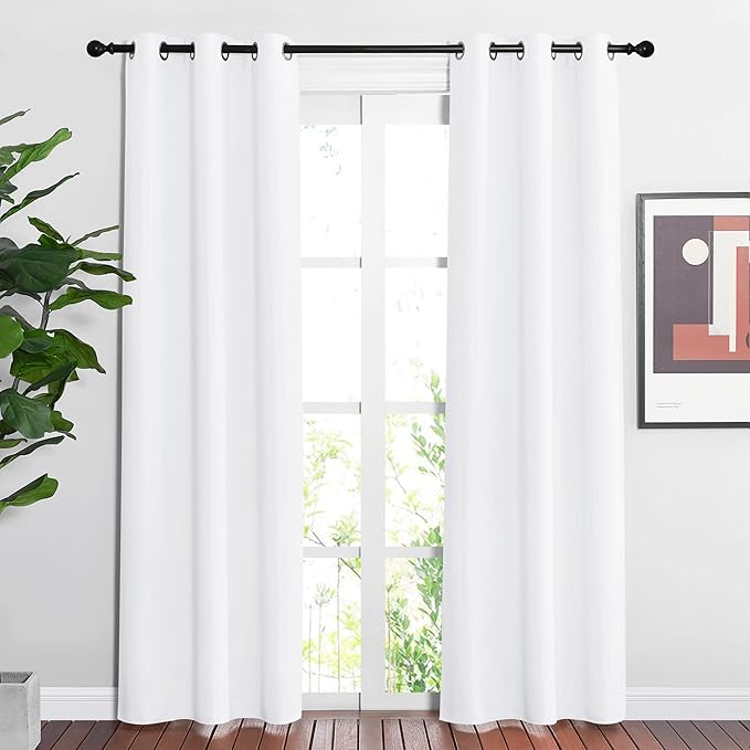 NICETOWN White Curtains 84 inch Length 2 Panels Set for Living Room - Thermal Insulated Window Treatment Grommet 50% Room Darkening for Bedroom, W37 x L84