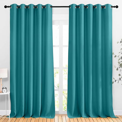 NICETOWN Peacock Teal Blackout Curtains & Drapes - Thermal Insulated Grommet Blackout Light Blocking Room Darkening Large Window Treatments for Bedroom/Living Room (2 Panels, W66 x L90)