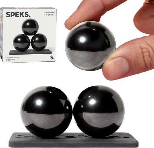 Speks Supers Magnetic Balls - Fidget Toy for Adults | Desk Toy for Office Decoration, Christmas Gift, Holiday Stocking Stuffer Present, Sensory Gadget for Stress Relief | Set of 3, Gunmetal