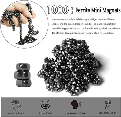 Mini Magnetic Balls, Over 1000 Ferrite Mini Magnets, Fidget Magnetic Ball Toy for Adults, Relieve Anxiety and Stress, Magnetic Ball Toy for Office Desk, Metal Fidget Magnet Putty (Black)