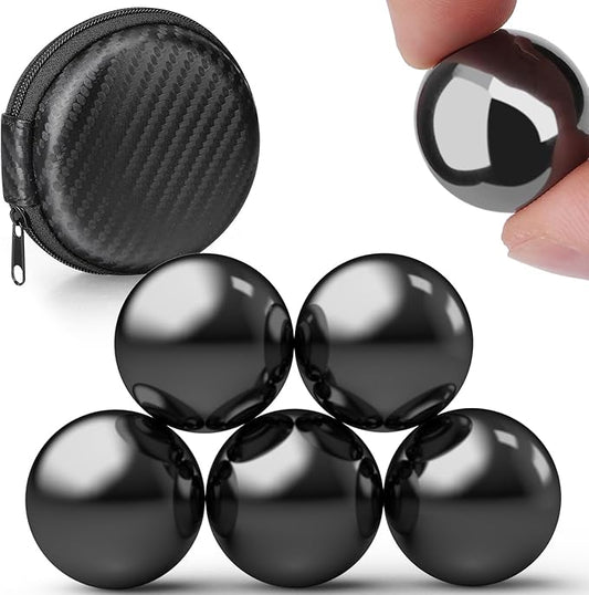 Cool 1.26 Inch Jumbo Magnets Balls Fidget Toys for Adults, Large Fidget Mangetic Sphere with Case, Ferrite Putty Office Desk Decorations Fidget Toy Stones Holiday Stocking Stuffer Gift 5 Pack