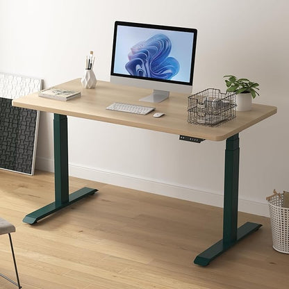 Fromann Dual Motor Electric Standing Desk Frame 3 Tier Legs Height Adjustable Handset with USB A+ C Ports Sit Stand up Desk Base for Home and Office (Green)