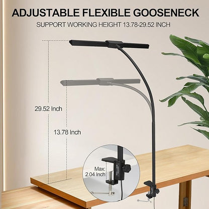 LED Desk Lamps for Home Office Eye-Caring Desk lamp with Clamp Architect Lamp with Touch Control and Adatper 3 Colors 10 Brightness Adjustable Gooseneck Clip on Lights for Desk and Table