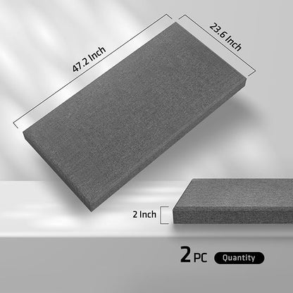 UMIACOUSTICS 2 PCS Acoustic Panel, 47.2" x 23.6" Fiberglass Sound Proof Wall Panels, Sound Absorbing Panels for Studios, Office, Home Theater. Charcoal Grey