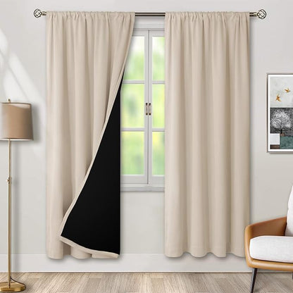 BGment Blackout Curtains for Living Room 84 Inch Length 2 Panels Set, Full Room Darkening Thermal Insulated Noise Cancelling Privacy Window Curtains with Rod Pocket, Each Panel 42 Inch, Champagne