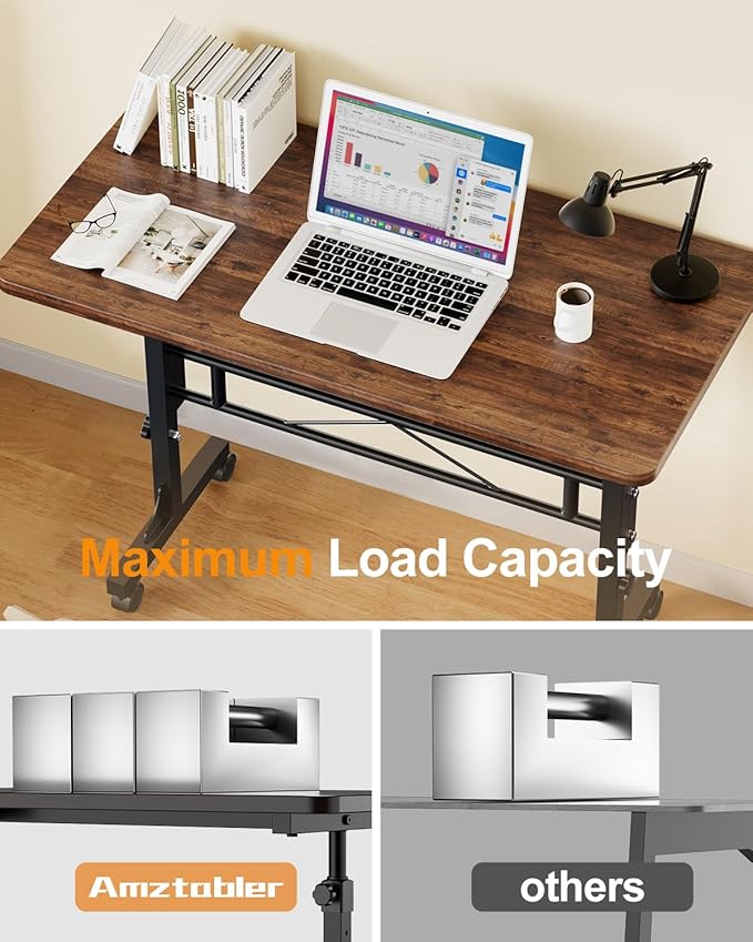 Small Standing Desk Adjustable Height, Mobile Stand Up Desk with Wheels, 32 Inch Portable Rolling Desk Small Computer Desk, Portable Laptop Desk Standing Table Rustic