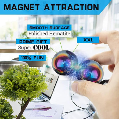 Cool 1.26 Inch Jumbo Magnets Balls Fidget Toys for Adults, Large Fidget Mangetic Sphere with Case for Office Desk Decorations, Fidget Ferrite Putty Stones Holiday Stocking Stuffer Gift 5 Pack