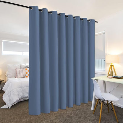 RYB HOME Privacy Room Divider Curtains Blackout Thermal Insulating Soundproof Partitions for Restroom Dorm Apartment Separator Backdrop Home Office, 1 Panel, Stone Blue, W 180 x L 96 inches