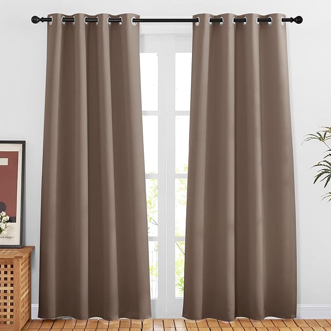 NICETOWN Blackout Doorway Curtains 80 inches Long for Bedroom - Grommet Light & Heat Blocking Window Treatments Sound Reducing Drapes for Living Room (2 Panels, W46 x L80, Cappuccino)