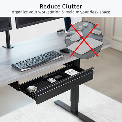 VIVO 22 inch Under Desk Mounted Sliding Pull-Out Drawer Without Shell, Space-Saving, Office Accessories Storage Organizer for Sit Stand Desk Workstation, Black, DESK-AC03A-22B