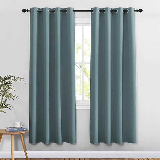 NICETOWN Greyish Blue Doorway Curtains for Bedroom 78 inch Length, Grommet Privacy Light & Sound Reducing Room Darkening Window Treatments for Living Room, 2 Panels, W52 x L78