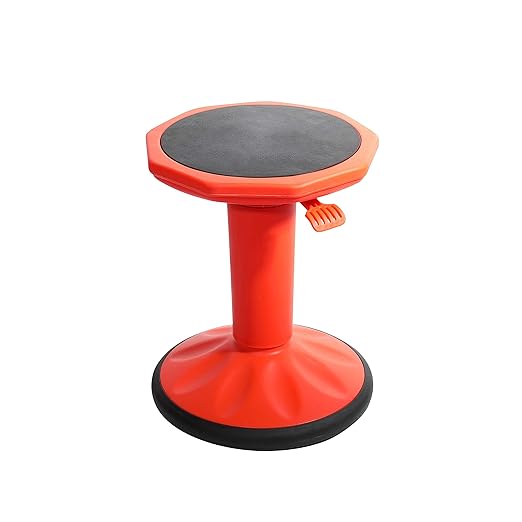 Pearington SitFree Height Adjustable Wobble Stool, Active Flexible Seating Chair for Kids and Adults - School and Office, Red