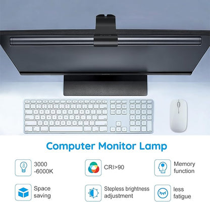 OOWOLF Computer Monitor Light Bar, Computer Monitor Lamp for Eye-Caring, USB Reading LED Task Lamp with Touch Control, Dimmable Screen Light Bar 16.54inch CRI≥90, Memory Computer Light Bar Home Office