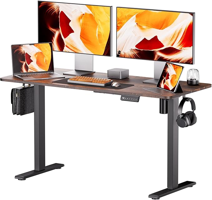 Electric Standing Desk - Adjustable Height with Memory Preset, 55 x 24 Inches Ergonomic Design Stand Up Home Office Standing Desk