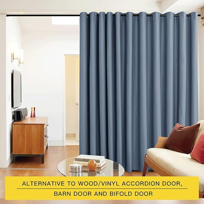 NICETOWN Verical Blinds for Living Room Bedroom Dining Sunroom Basement Wall Divider, Room Dividers Space Screens Partitions, Extra Large Blackout Curtain (1 Pack, 20ft Wide x 8ft Long, Stone Blue)