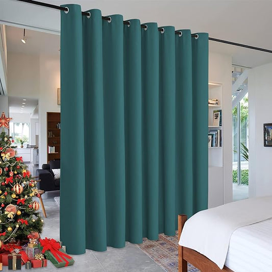 RYB HOME Room Divider Curtains for Closet Blackout Sound Proof Privacy Drapes for Large Window Decor Extra Wide Visual Barrier Share Bedroom Living Room, 9 ft Tall x 15 ft Wide, Teal, 1 Panel