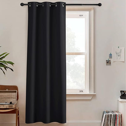 RYB HOME Black Curtain Dividers - Blackout Curtains Portable Privacy Window Treatment Panels Winter Wind Summer Heat Insulating Drapes for Living Room Bedroom Patio Door, Black,1 Pc, W 60 x L 84 inch