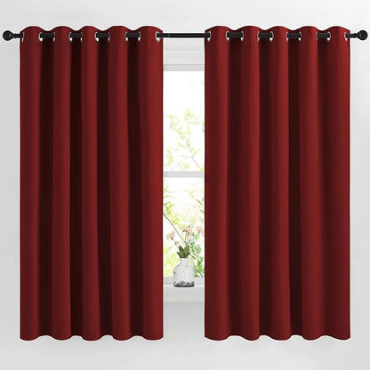 NICETOWN Burgundy Red Blackout Curtains for Bedroom, Grommet Thermal Insulated Room Darkening Window Treatments for Christmas/Thanksgiving Day, W66 x L66, 2 Panels