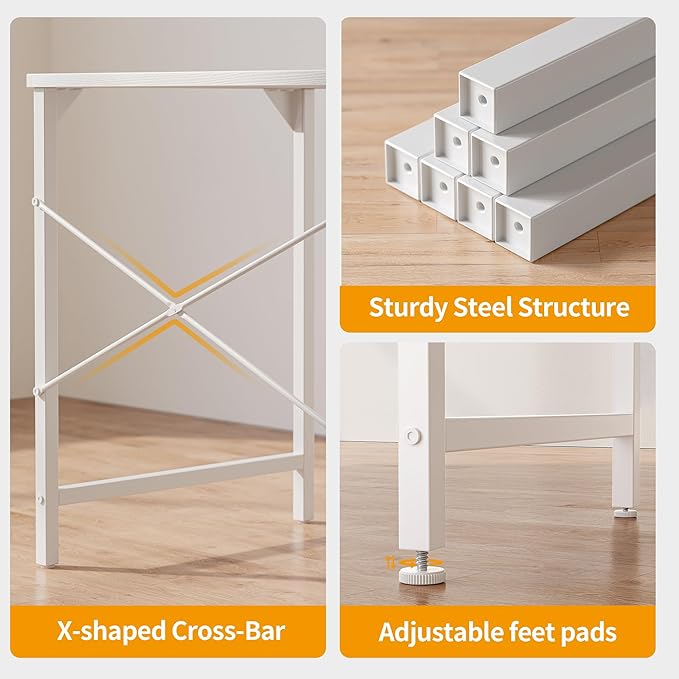 CubiCubi Small Computer Desk, 35 Inch Home Office Desk with Storage Shelves, Study Writing Desk, White