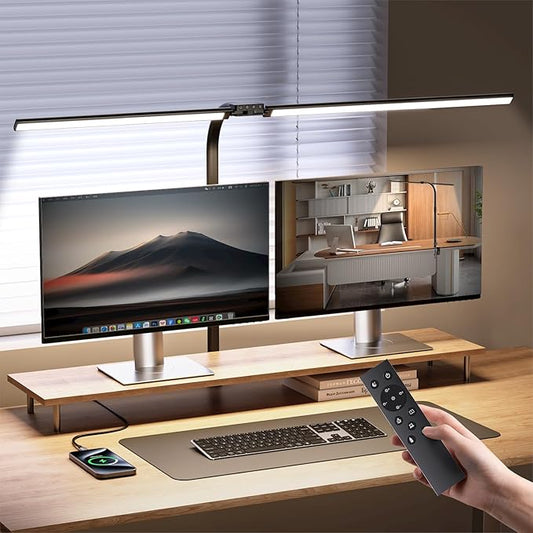 AUSDOM LED Desk Lamp for Home Office with USB Charing Port, Architect Desk Lamp with Clamp, 24W Ultra Bright Auto Dimming Desk Light with 5 Light Colors, Dimming Touch for Reading, Crafting, Gaming