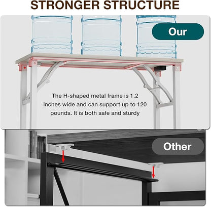 TEMI Small Computer Desk Folding Table - No Assembly, Compact 35.8" Foldable Desk with Power Outlets & USB Charging Port, Portable Small Office Desk, Ideal Mini Study Table for Small Spaces, White