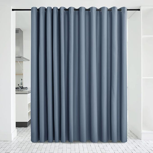 NICETOWN Verical Blinds for Living Room Bedroom Dining Sunroom Basement Wall Divider, Room Dividers Space Screens Partitions, Extra Large Blackout Curtain (1 Pack, 20ft Wide x 8ft Long, Stone Blue)