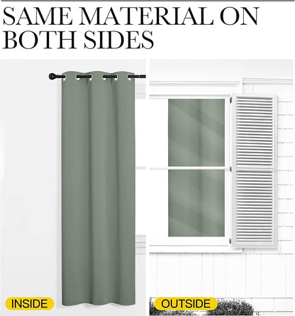 NICETOWN Room Separating Divider, Greyish Green Room Divider Curtain Screen Partition, Function Thermal Blackout Patio Door Curtain, Sliding Door Insulated Curtain for Patio, 8.3ft Wide x 10ft Long