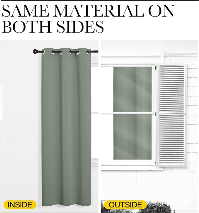 NICETOWN Room Separating Divider, Greyish Green Room Divider Curtain Screen Partition, Function Thermal Blackout Patio Door Curtain, Sliding Door Insulated Curtain for Patio, 8.3ft Wide x 11ft Long