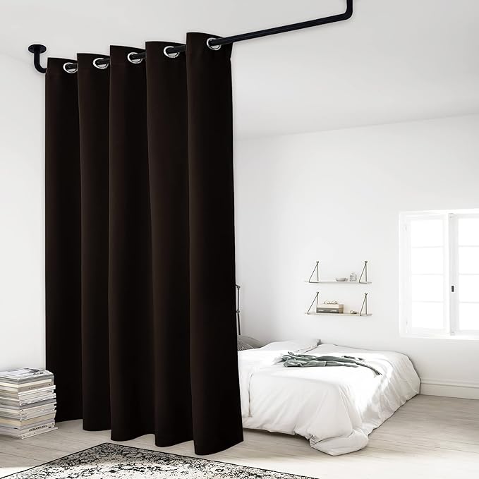 NICETOWN Extra Wide Patio Door Curtain, Super Heavy-Duty Thermal Sliding Glass Door Lined Drape, Privacy Assured 100% Blackout Window Treatment(Brown, 1 Panel, 70 inches W x 84 inches L)