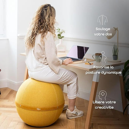 Bloon Paris Ergonomic Sitting Ball Chair - Premium Desk Chair for Home and Office with Active Seating - Durable & Stylish Balance Ball Chair - Trufa - XL Size