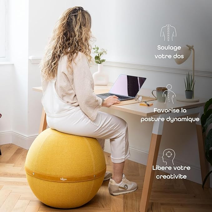 Bloon Paris Ergonomic Sitting Ball Chair - Premium Desk Chair for Home and Office with Active Seating - Durable & Stylish Balance Ball Chair - Trufa - Regular Size