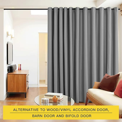 NICETOWN Verical Blinds for Living Room Bedroom Dining Sunroom Basement Wall Divider, Room Dividers Space Screens Partitions, Extra Large Blackout Curtain (1 Pack, 20ft Wide x 8ft Long, Silver Grey)